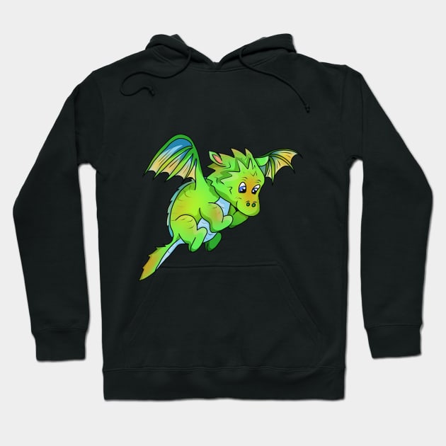 Cute Green Cartoon Flying Baby Dragon Hoodie by cuisinecat